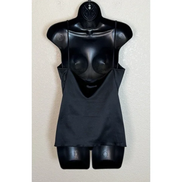FUZZI Jean Paul Gaultier Black Camisole Silky V Neck Modern Minimalist Large